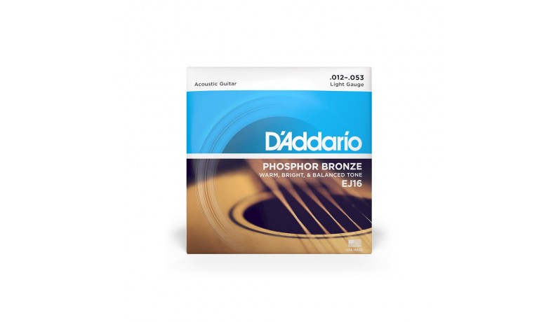D'ADDARIO EJ16 Phosphor Bronze Струни для акустичної гітари .012-.053