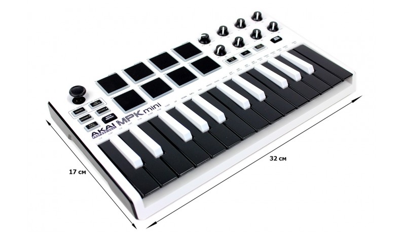 AKAI MPK MINI MK3 White MIDI клавіатура USB, 25 клавіш AKAI MPK MINI MK3 White MIDI клавіатура USB, 25 клавіш