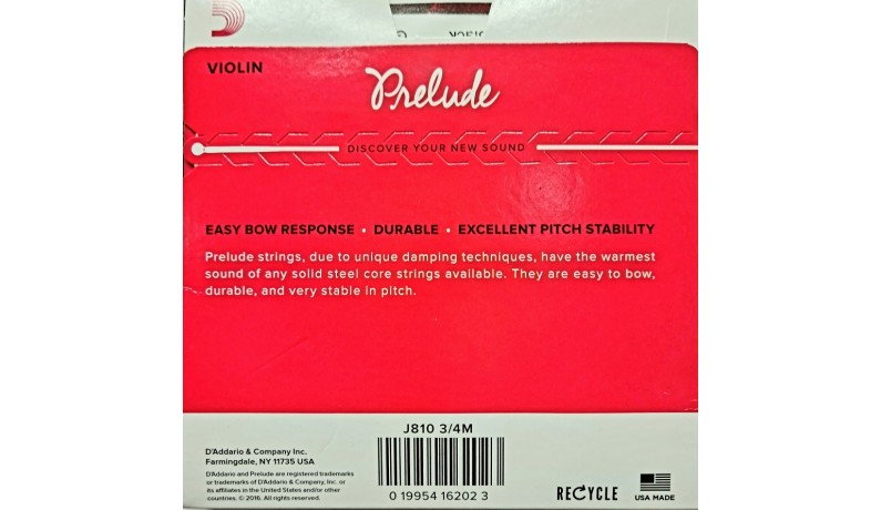 D'ADDARIO PRELUDE J810 3/4M Струни для скрипки 3/4 D'ADDARIO PRELUDE J810 3/4M Струни для скрипки 3/4