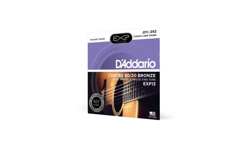 D'ADDARIO EXP13 80/20 Bronze Custom Light Струни для акустичної гітари .011-.052