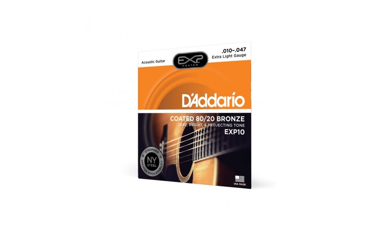 D'ADDARIO EXP10 80/20 Bronze Extra Light Струни для акустичної гітари .010-.047
