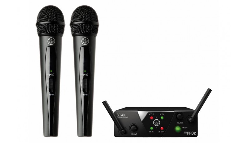 AKG WMS40 Mini2 Vocal Set ISM2/3 Радіосистема UHF 864.375-864.850 мГц, два ручних мікрофони AKG WMS40 Mini2 Vocal Set ISM2/3 Радіосистема UHF 864.375-864.850 мГц, два ручних мікрофони