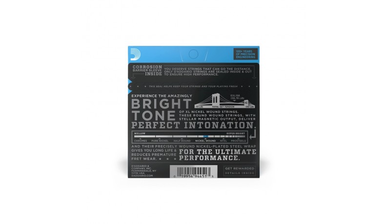 D'ADDARIO EXL158 Nickel steel XL Baritone Light Струни для електрогітари .013-.062 D'ADDARIO EXL158 Nickel steel XL Baritone Light Струни для електрогітари .013-.062