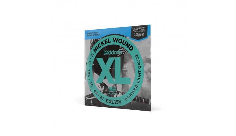 D'ADDARIO EXL158 Nickel steel XL Baritone Light Струни для електрогітари .013-.062 D'ADDARIO EXL158 Nickel steel XL Baritone Light Струни для електрогітари .013-.062