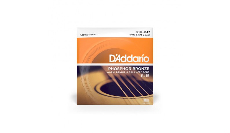 D'ADDARIO EJ15 Phosphor Bronze Струни для акустичної гітари .010-.047 D'ADDARIO EJ15 Phosphor Bronze Струни для акустичної гітари .010-.047
