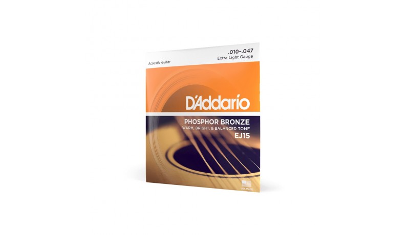 D'ADDARIO EJ15 Phosphor Bronze Струни для акустичної гітари .010-.047 D'ADDARIO EJ15 Phosphor Bronze Струни для акустичної гітари .010-.047