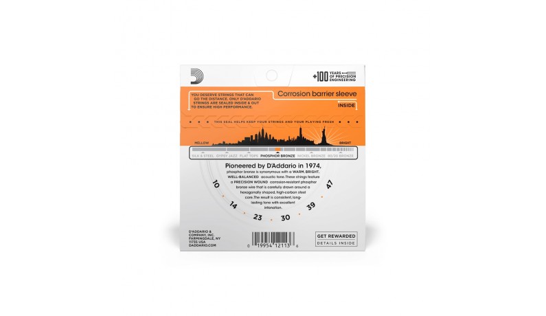 D'ADDARIO EJ15 Phosphor Bronze Струни для акустичної гітари .010-.047 D'ADDARIO EJ15 Phosphor Bronze Струни для акустичної гітари .010-.047