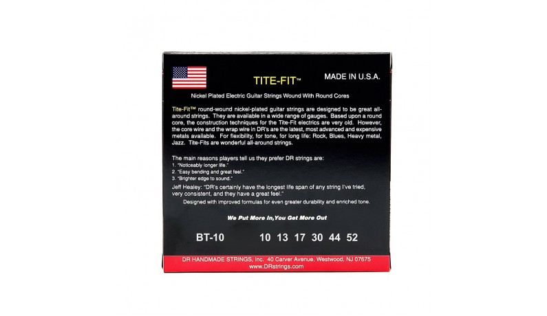 DR Tite-Fit Electric BT-10 Струни для електрогітари 10-52 DR Tite-Fit Electric BT-10 Струни для електрогітари 10-52