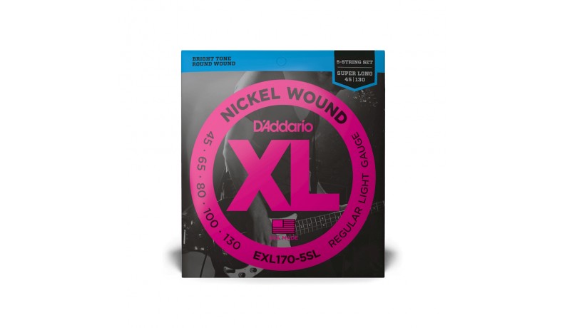 D'ADDARIO EXL170-5SL XL Струни для бас-гітари 5 струн .045-.130 D'ADDARIO EXL170-5SL XL Струни для бас-гітари 5 струн .045-.130