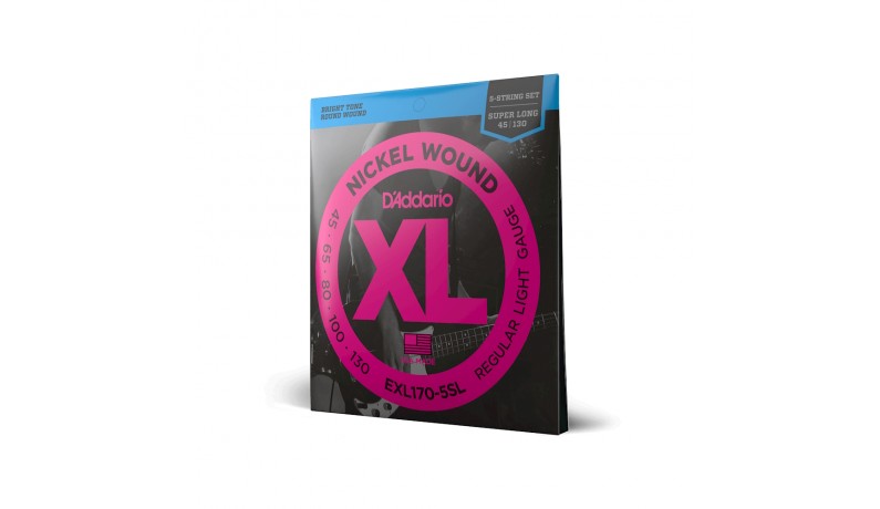 D'ADDARIO EXL170-5SL XL Струни для бас-гітари 5 струн .045-.130 D'ADDARIO EXL170-5SL XL Струни для бас-гітари 5 струн .045-.130