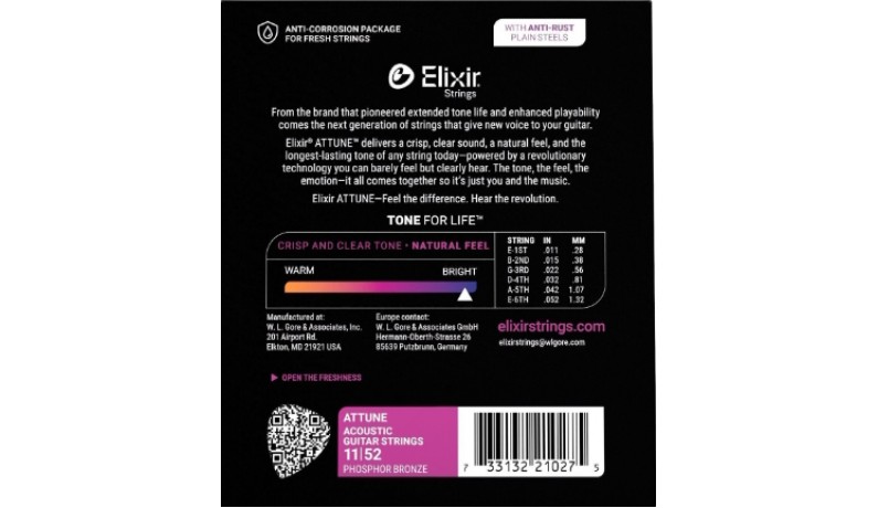 ELIXIR PB XW CL Струни для акустичної гітари .011-.052 ELIXIR PB XW CL Струни для акустичної гітари .011-.052