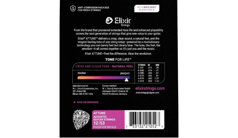 ELIXIR PB XW L Струни для акустичної гітари .012-.053 ELIXIR PB XW L Струни для акустичної гітари .012-.053